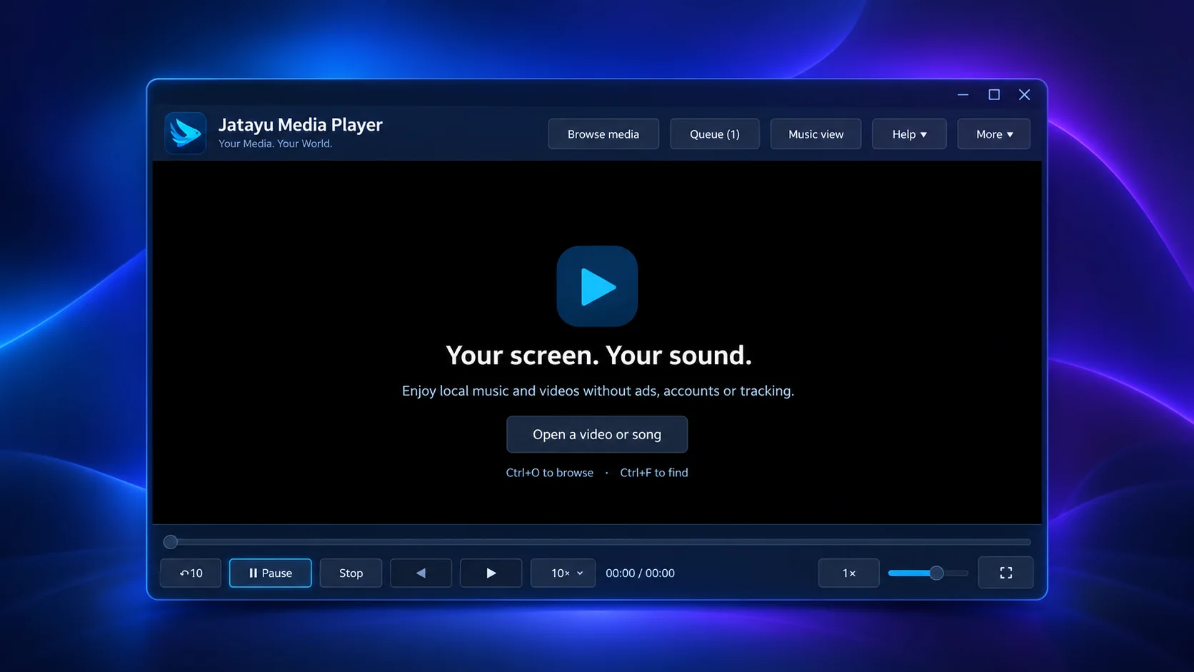 Promotional render of the Jatayu Media Player playback interface