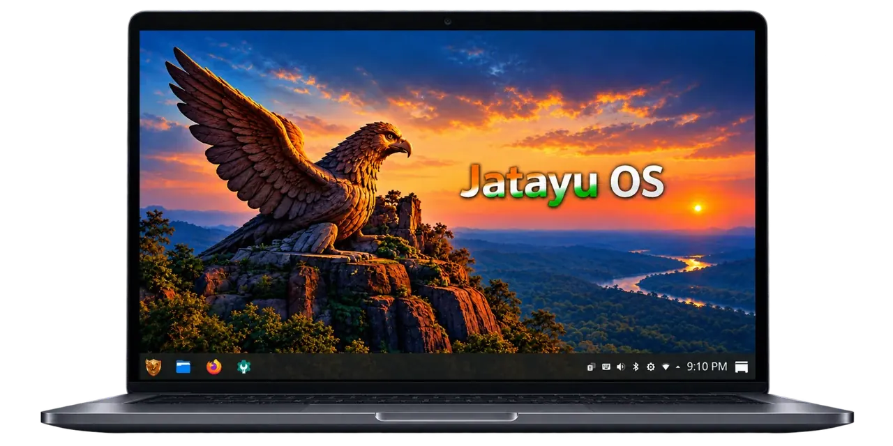 JatayuOS दिखाता लैपटॉप